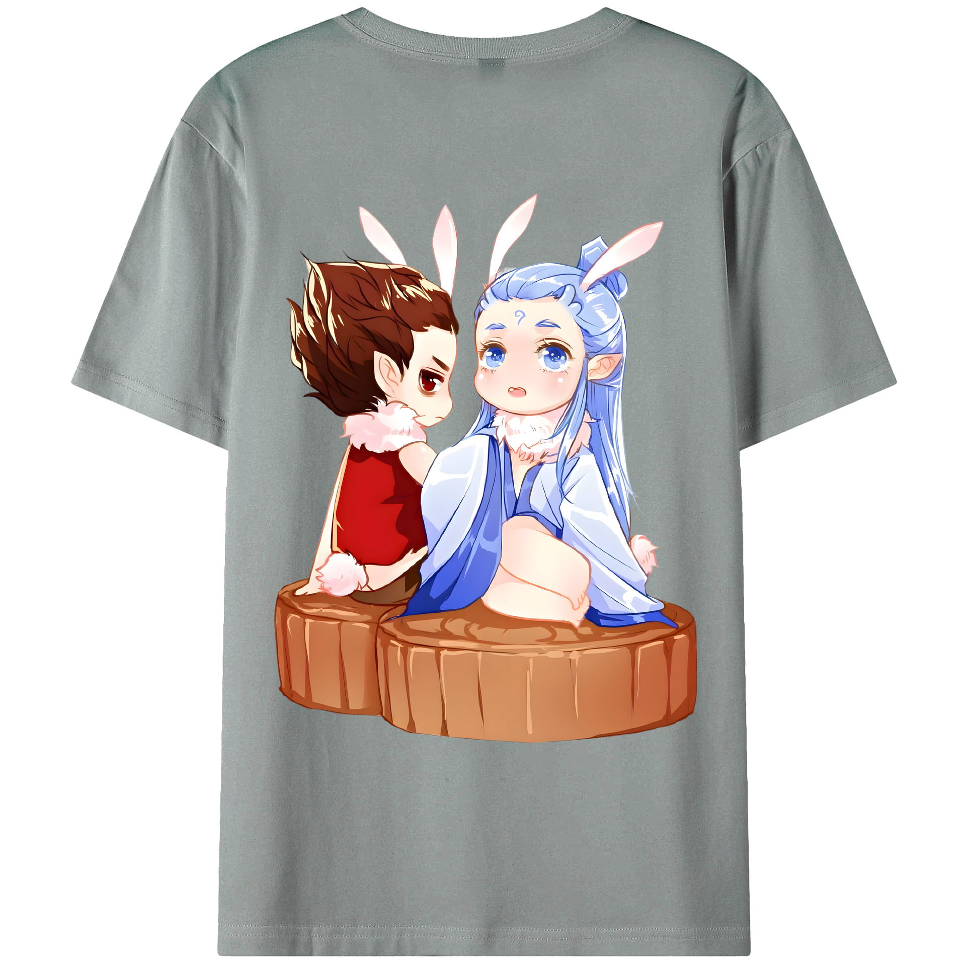 （画像用） Ne Zha 2 ナタ 魔童の大暴れ 綿100％ メンズ半袖Tシャツ（バックプリント） 通気性
